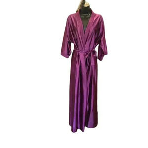 LORRAINE Vintage Purple Silky Maxi Robe - Medium
